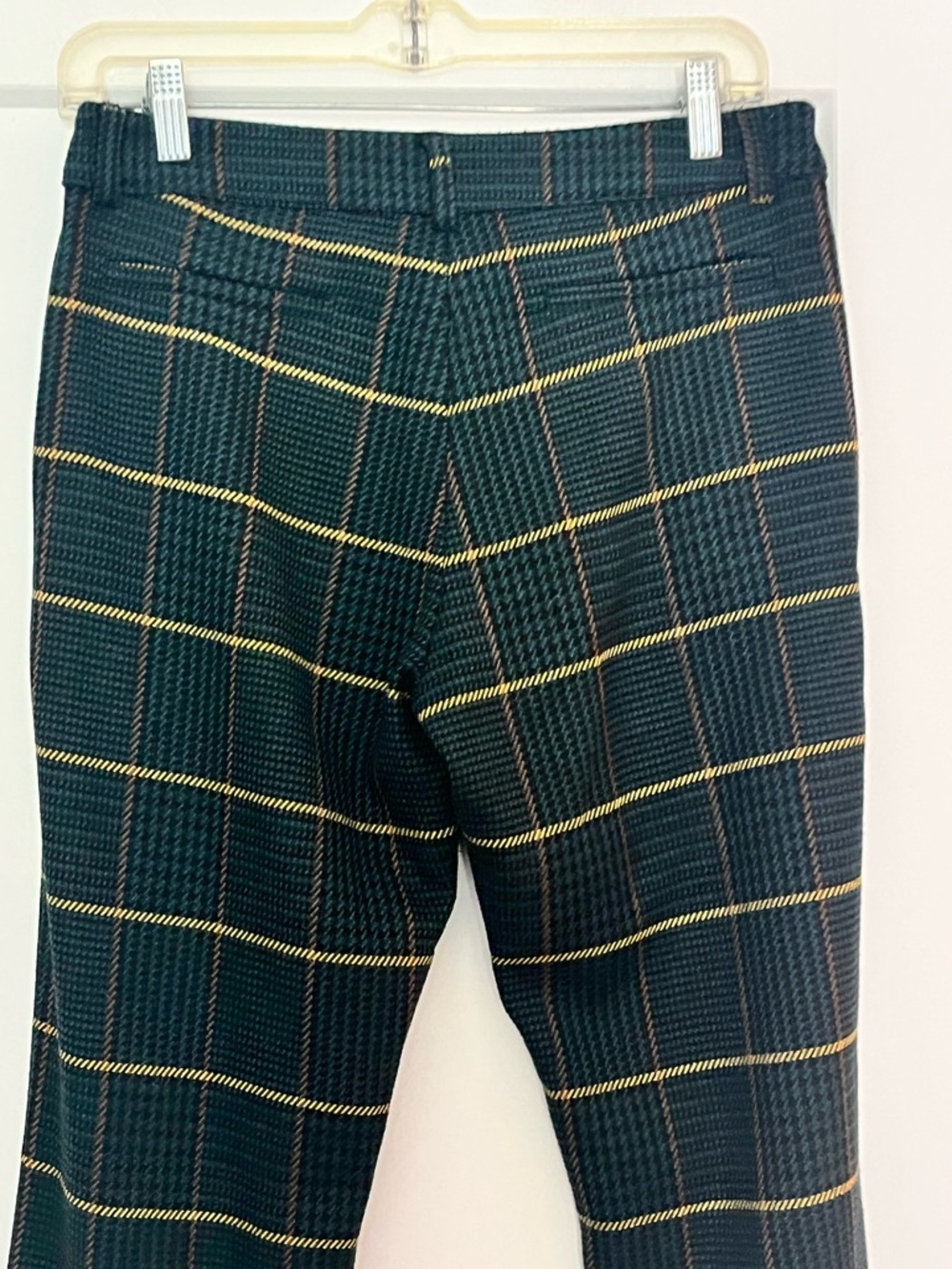 Anine Bing Cindy Bootcut/Kick Flare Check Plaid Green Black Yellow Pants S-M - Picture 5 of 9